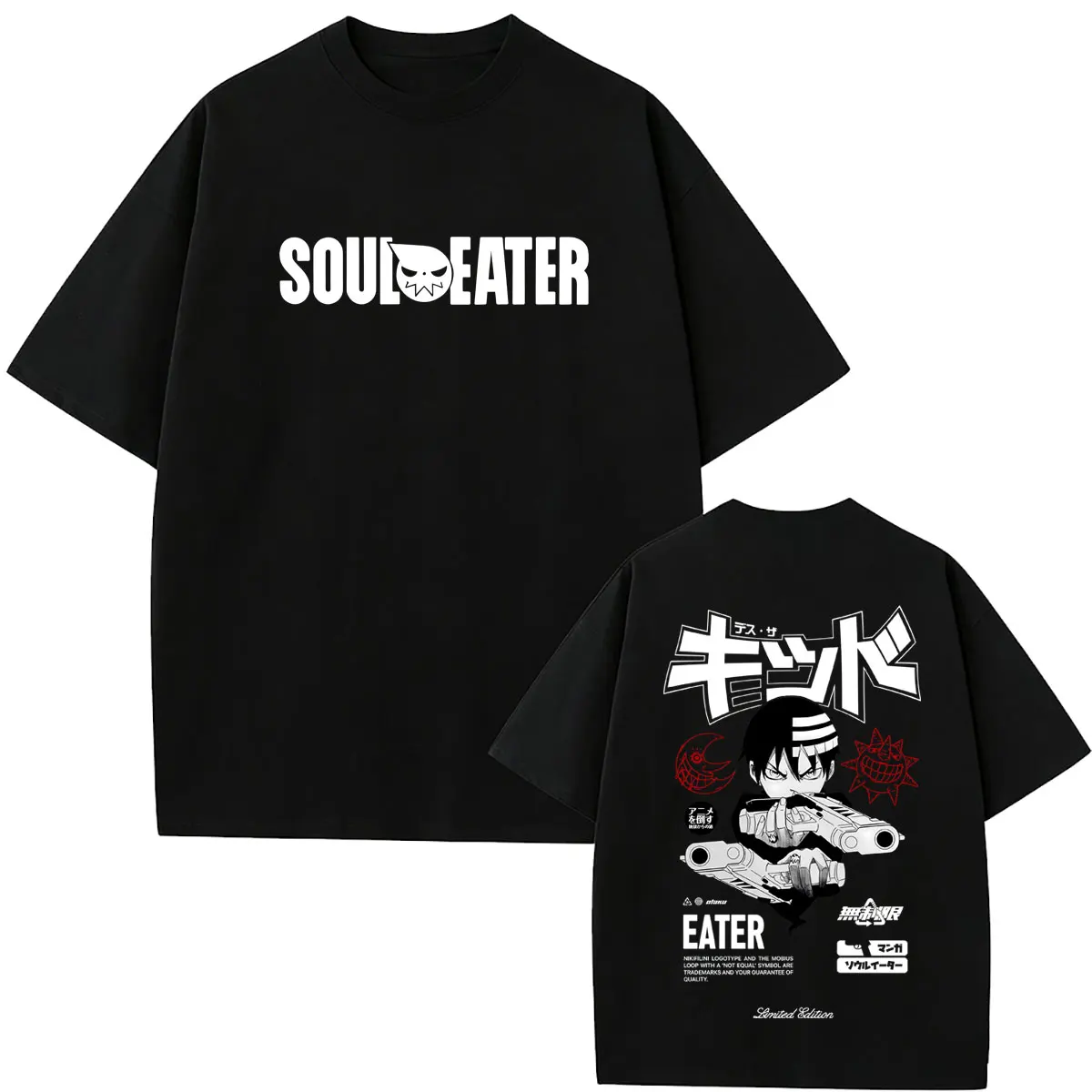 

Anime Soul Eater T-shirt Vintage Manga Death The Kid Graphic T Shirts Men Women Fashion Casual Oversized Crewneck Tshirt Tops
