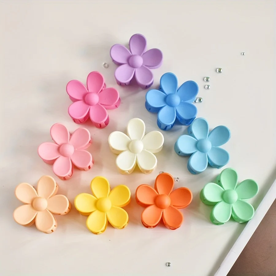 10pcs/set Ladies Matte texture medium flowery claw summer style suitable for thin hair everyday use Ladies gift sweet and lovely