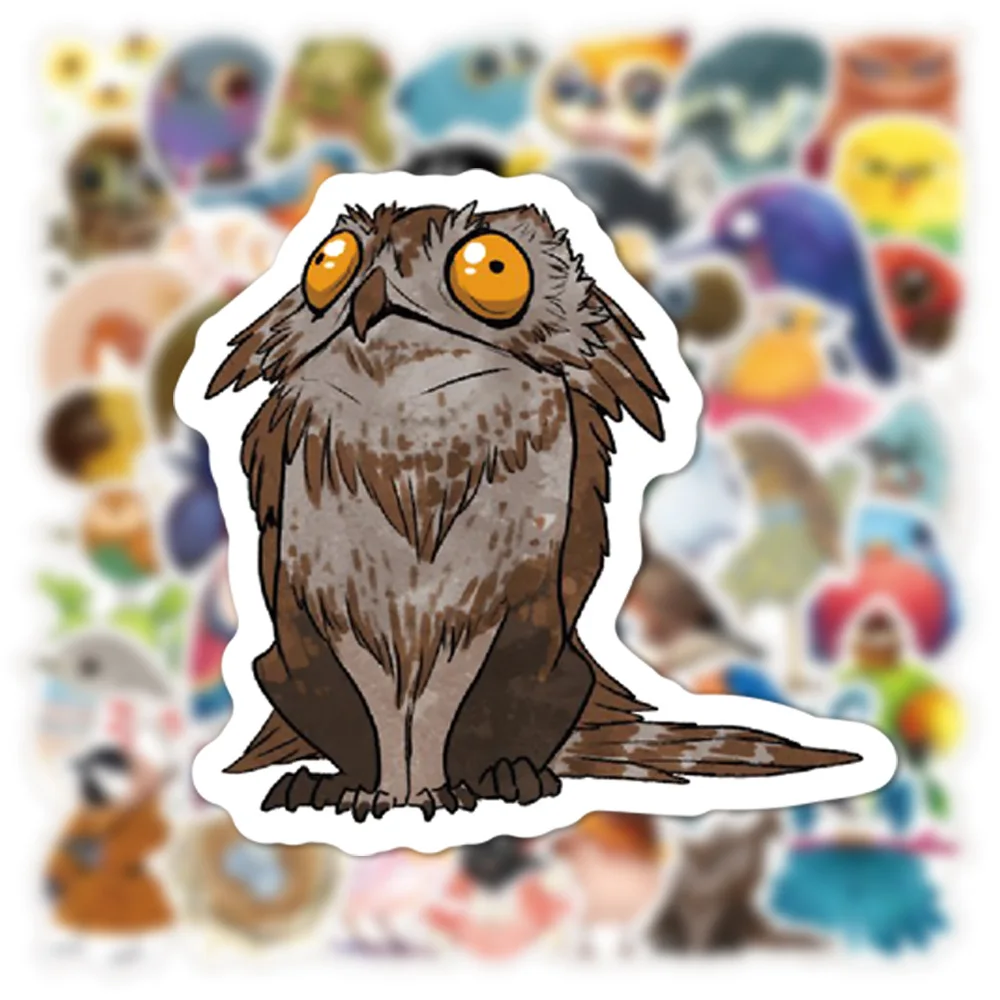 50pcs Fairy Tale Cartoon Animal Bird Owl Doodle Mobile Phone Water Cup Computer Hand Ledger Waterproof Stickers