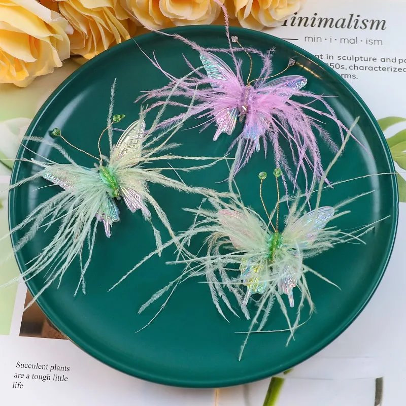 Super Immortal Ostrich Hair Bow Brooch Women's High-end Temperament Elegant Accessories Pin Banquet Party Gift Corsage