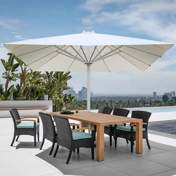 7M Outdoor Extra-Large Sunshade Umbrella Wind-Resistant with Lights for Beach Park Project Commercial Use Starlight Sun Umbrella