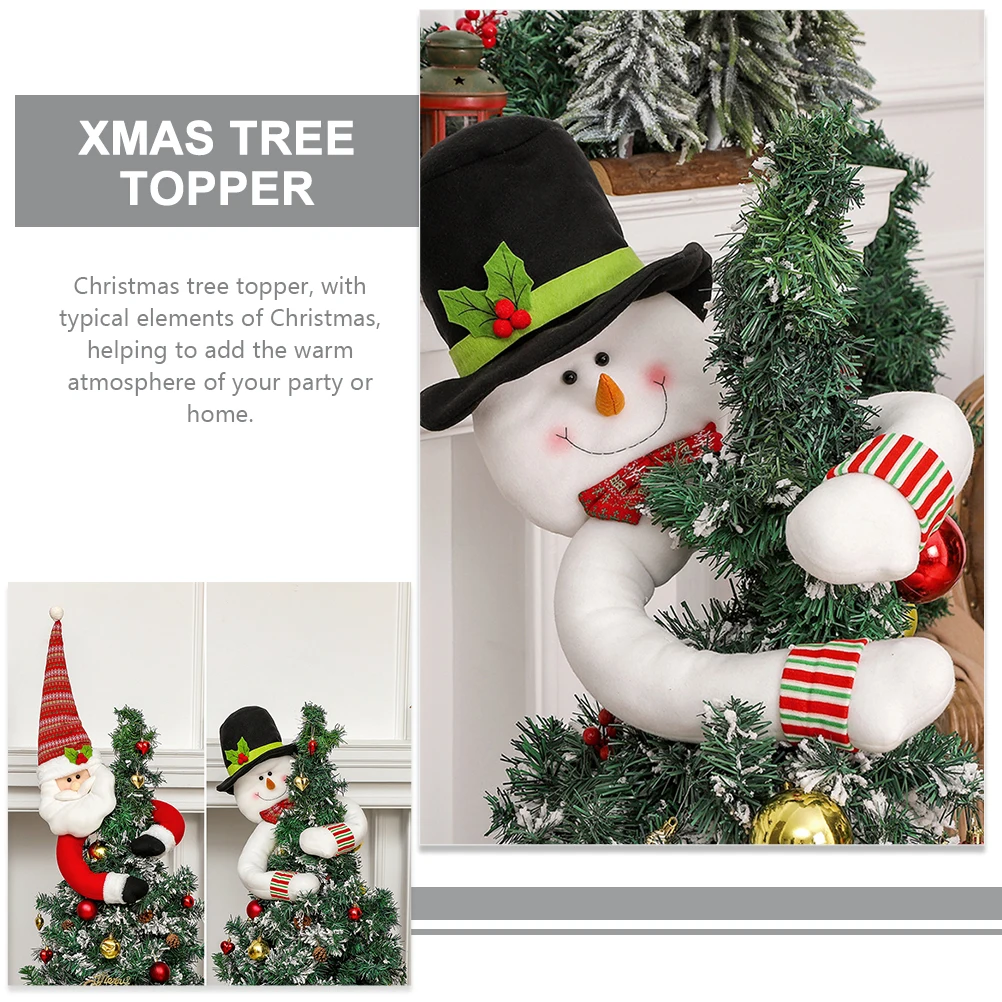 

Christmas Tree Topper Decorations Snowman Xmas naments Winter Hugging Elf Bottle Covers Red White Green Colors Non