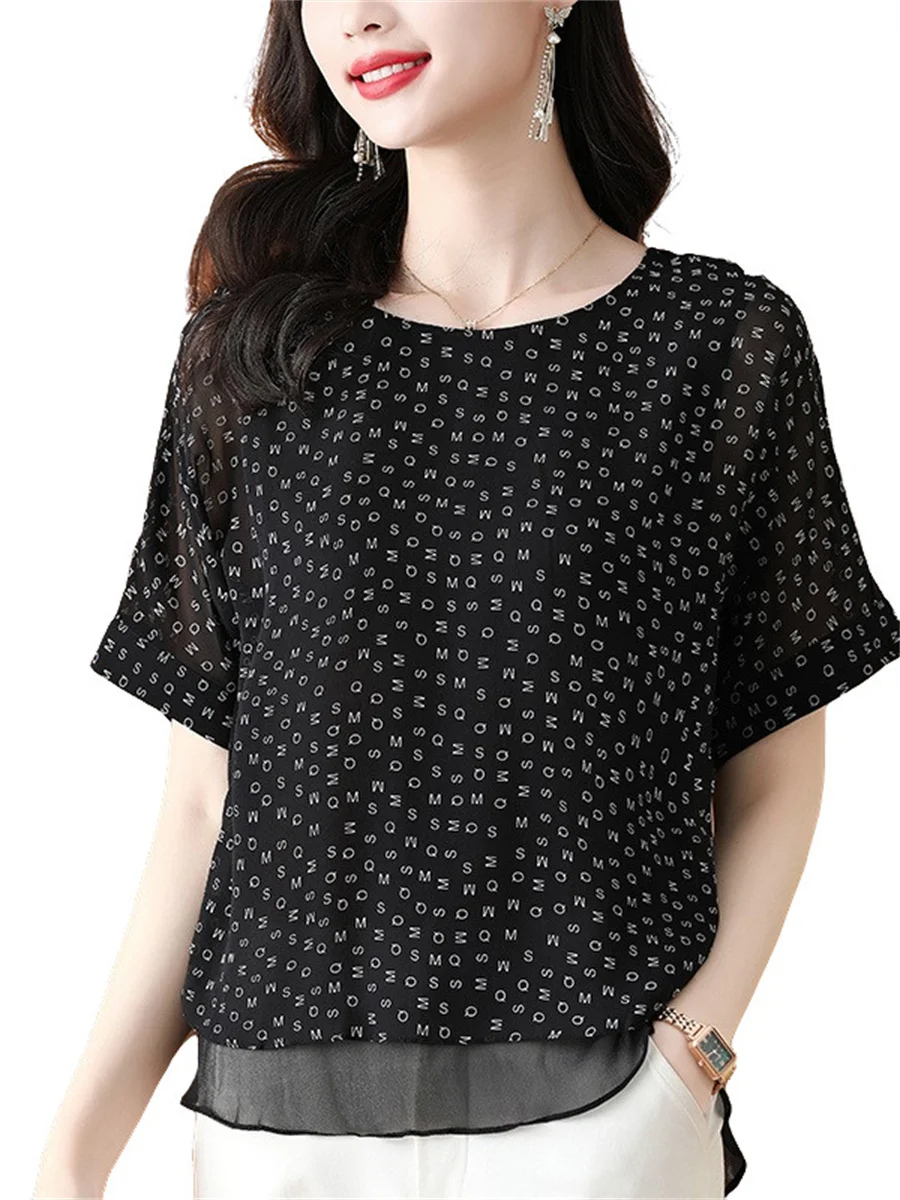 

Women Spring Summer Blouses Shirts Lady Fashion Casual Short Sleeve O-Neck Collar Letter Design Blusas Tops CT0403