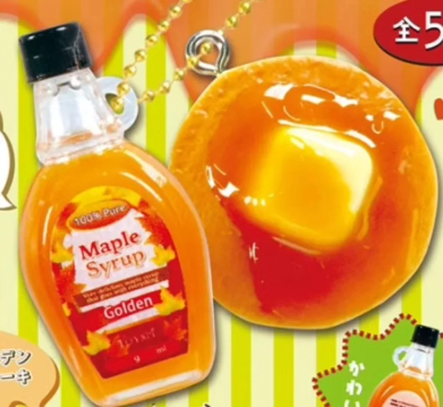 Toys Spirits Japan Gashapon Figure Anime Cute Miniature Maple Syrup Bread Keychian Figurine Model Capsule Doll Accessories Gift