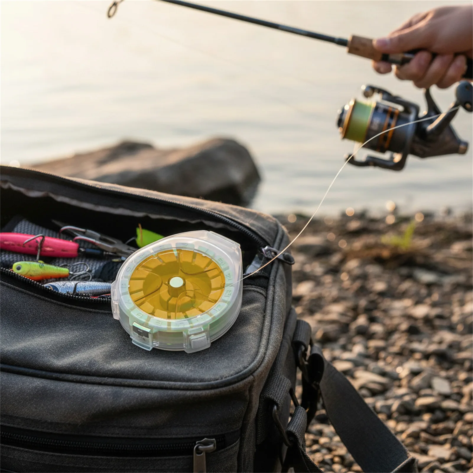 Isca de linha de carbono líder caso com corte rápido anti reverso multi função carretel organizador para entusiastas da pesca