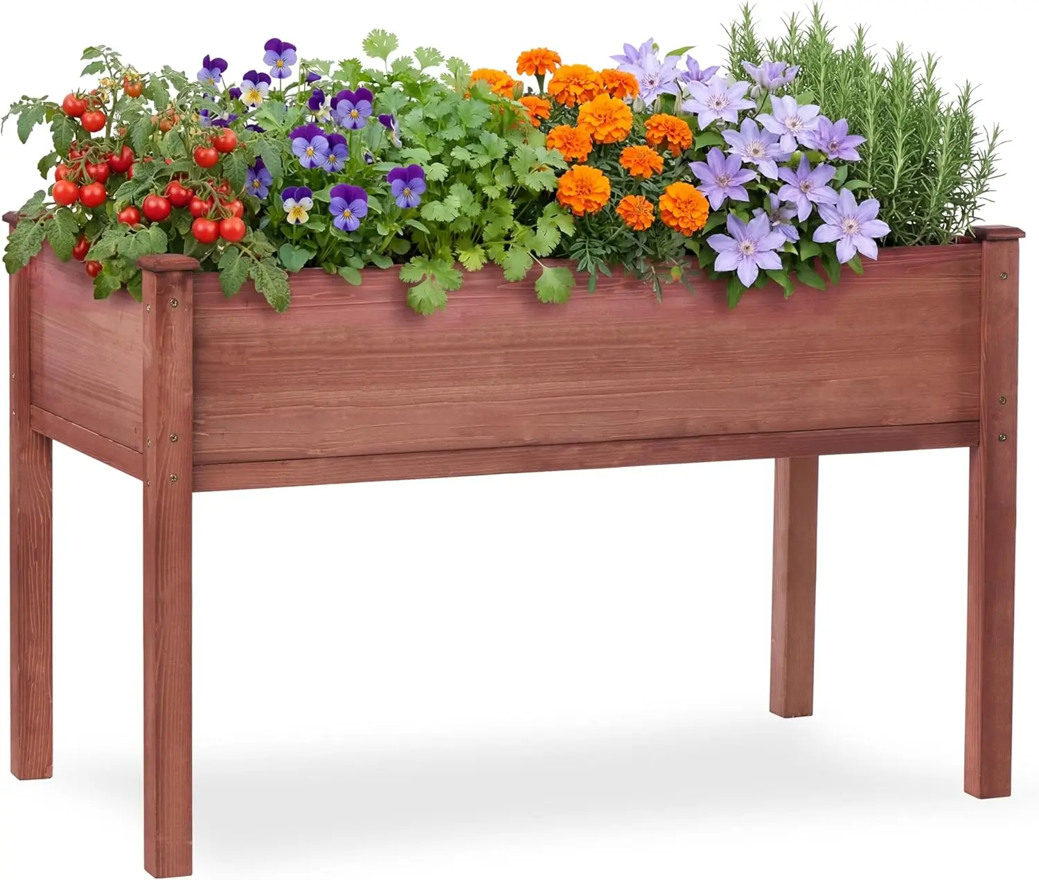 

48x24x30" Elevated Raised Garden Bed with Legs, Outdoor Wood Planter Box, Sturdy Thick Legs, Includes Liner