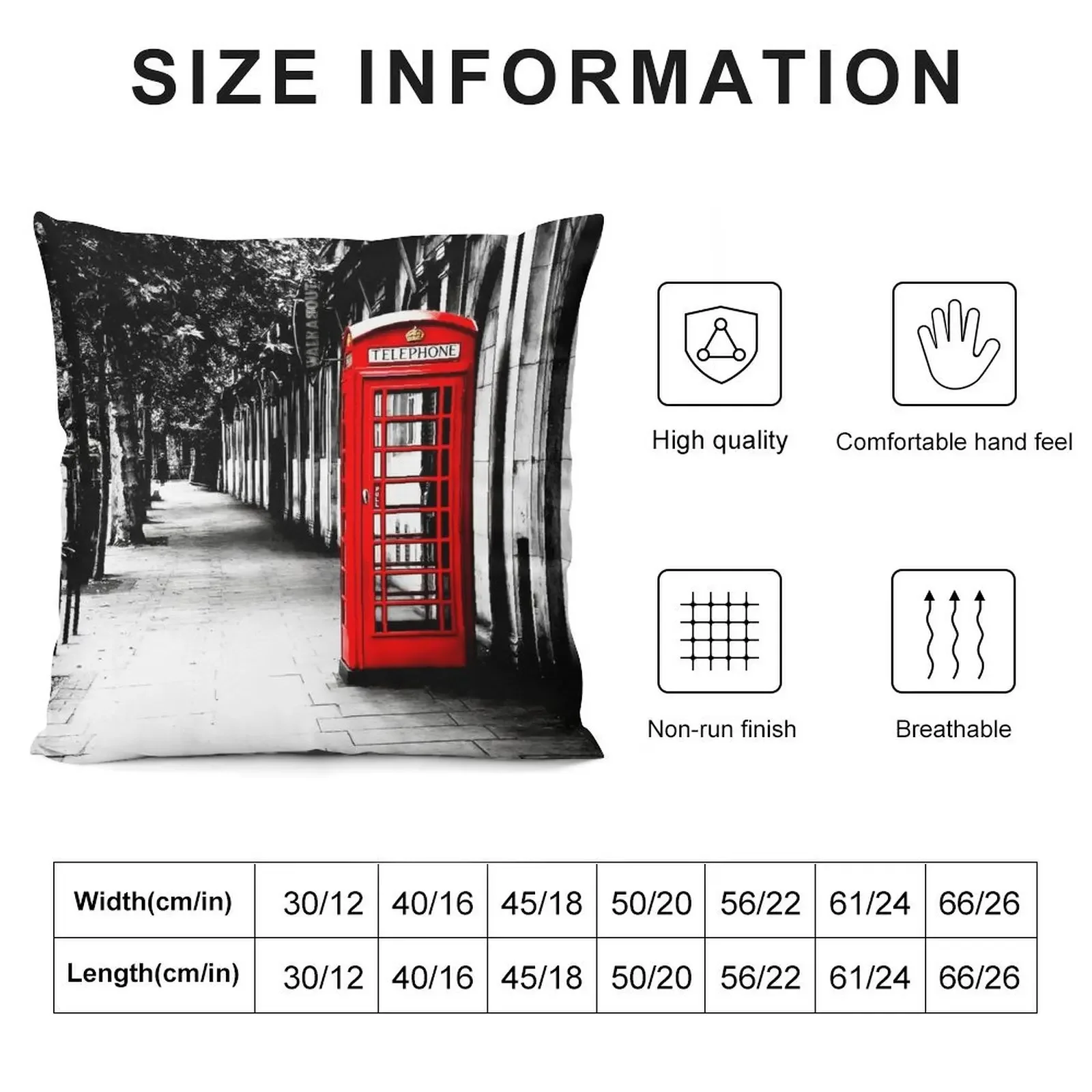 London Calling - London Red Telephone Booth - Classic British Phone Box Throw Pillow Custom Cushion pillow