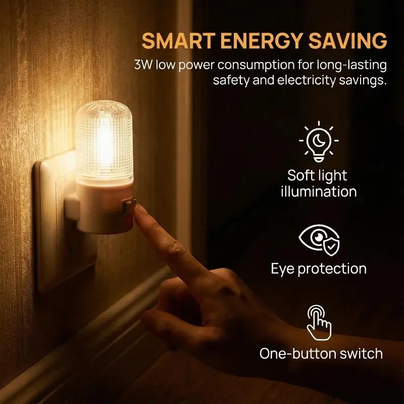 

Plug In LED Night Light EU US Energy Efficient Soft Lighting for Bedside Bedroom Living Room Emergency Use