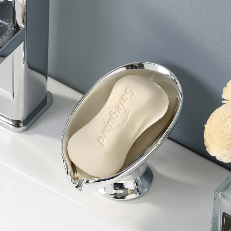 

No Punching Soap Dish Bathroom Storage Soap Holder Wristband Hand Dispenser Gold and Silver Ceramics Washbasin Drain Soap Holder