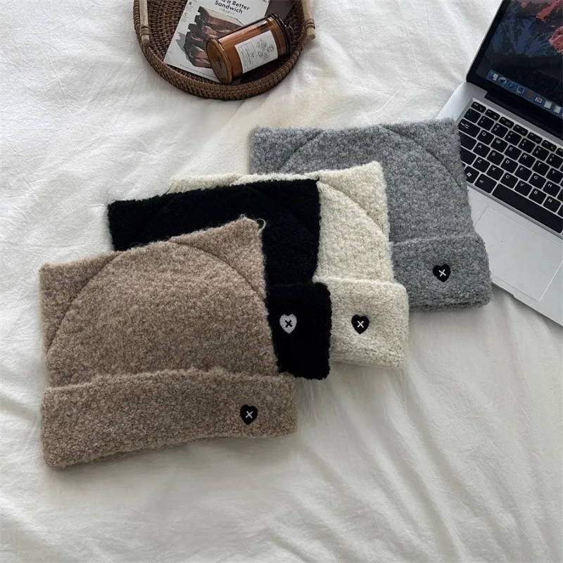 Korean Cute Cat Ears Beanies Caps for Men Autumn and Winter Thickened Thermal Ear Protection Alpaca Ring Pullover Women\'s Hats