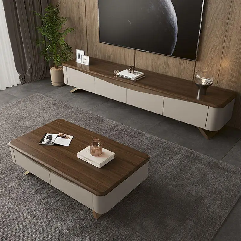 

Coffee table Coffee table household black walnut new TV cabinet combination is simple