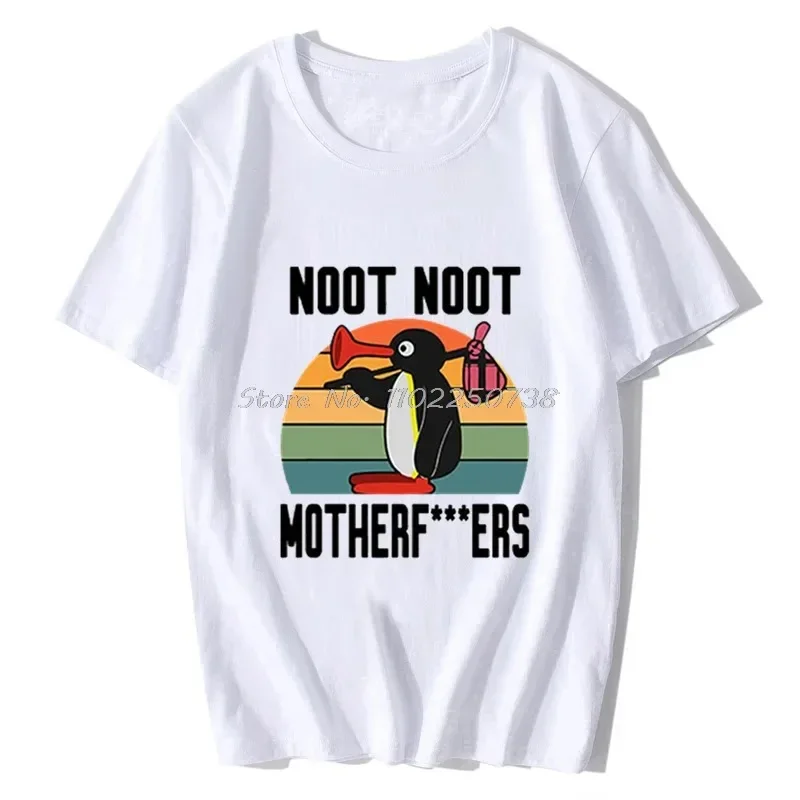 Noot Noot Pingu Kawaii Anime T Shirt Cartoon Funny Penguin Graphic Tops Women Men Casual Oversized T-Shirt Boy Girl Cute Tee