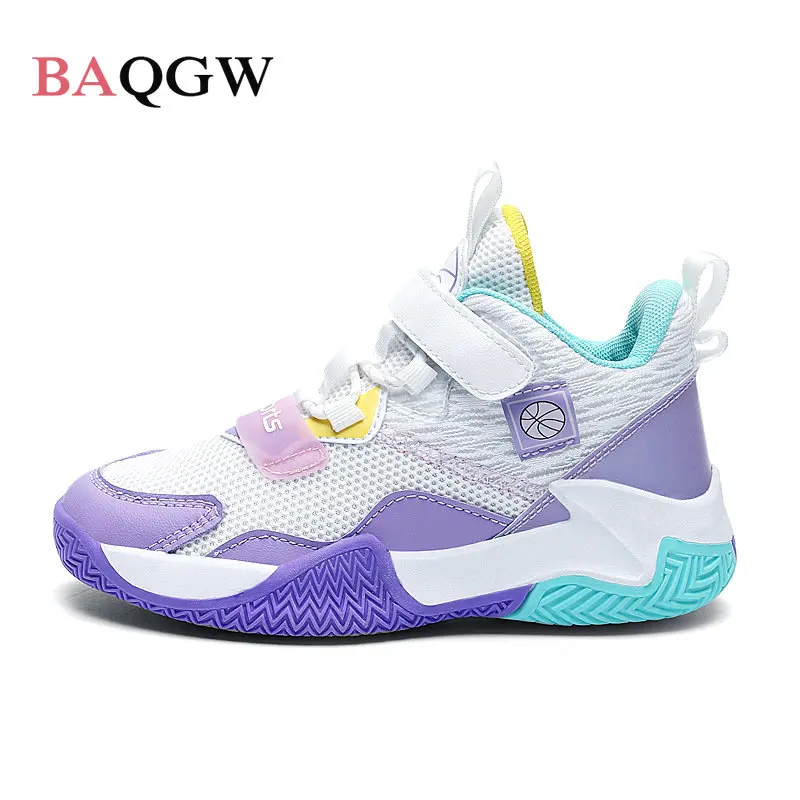 Children Basketball Shoes Girls Boys Mesh Breathable Anti Slip Rubber Sole Little Kid Big Kids Fitness Gym Sneakers Size 31-39