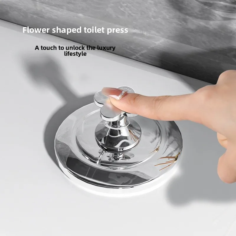 

Luxury Floral Toilet Flush Button Universal Press Key for Nail Art and Bathroom Decor
