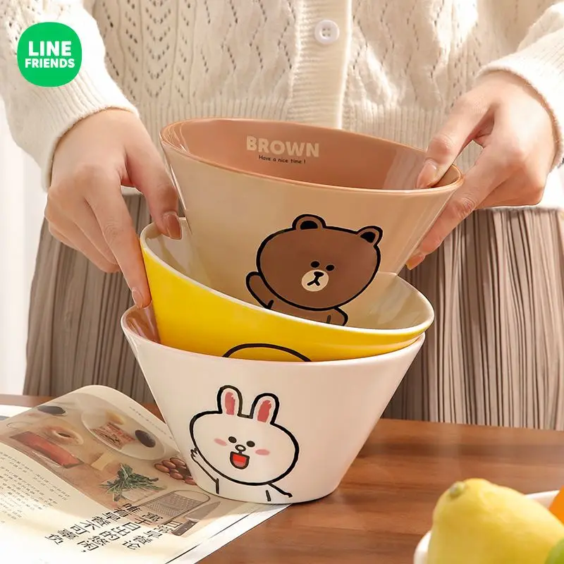 

Керамическая миска LINE FRIENDS Brown Cony Sally в стиле аниме, милая, для дома, для салата, пасты, супа, посуда, подарок, оптом