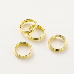 50Pcs 4-8mm 14K/18K Gold Plated Brass Open Jump Rings Double Loops Split Rings Connectors for DIY Jewelry Making Supplies