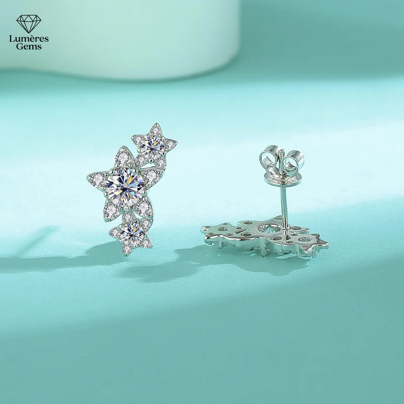 LumièRe Gems Platinum PT950 Multi-Colored Morganite Earrings - Three Star Design Fits Perfectly And Is Allergen-Free