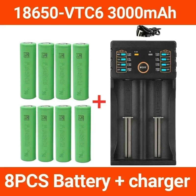 2026 New Original 3.7 V 3000 MAH 18650 Battery for US18650 Sony VTC6 30A Toys Tools Flashlight Battery + USB Charger