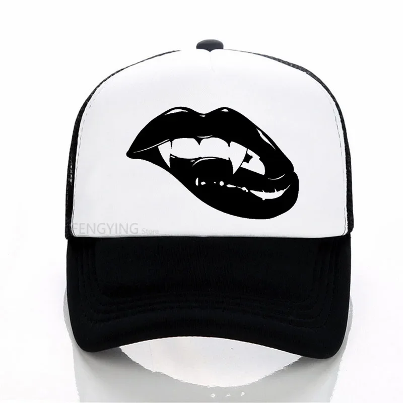 Fashion Sharp Monster Mouth Kiss Vampire Lips TEETH baseball cap summer mesh cap Adjustable sports hat