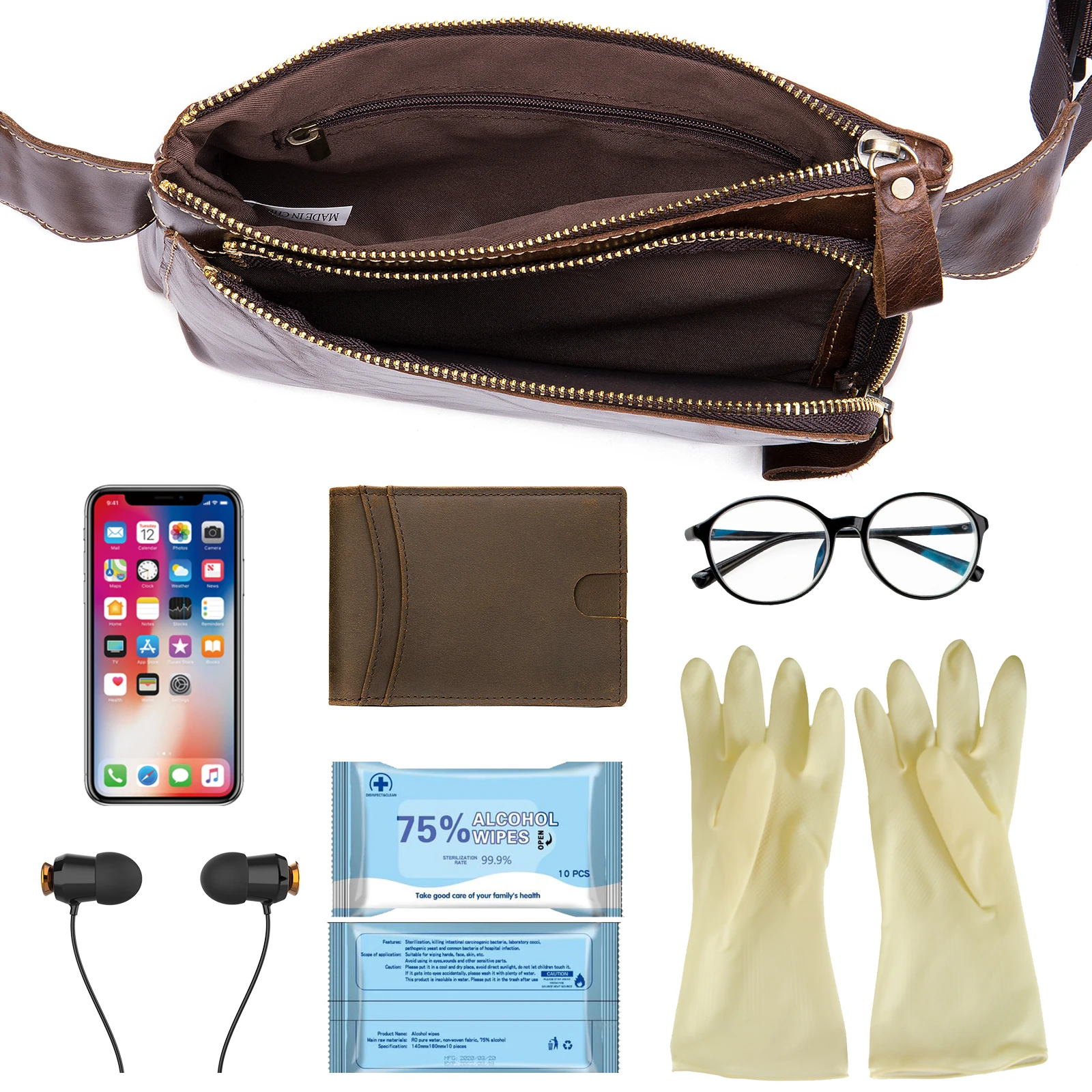 Genuine Leather Waist Pack Fanny Bag for Men Women Running Hiking Hip Bum Belt Slim Cell Phone Purse Casual Waist Wallet Pouch