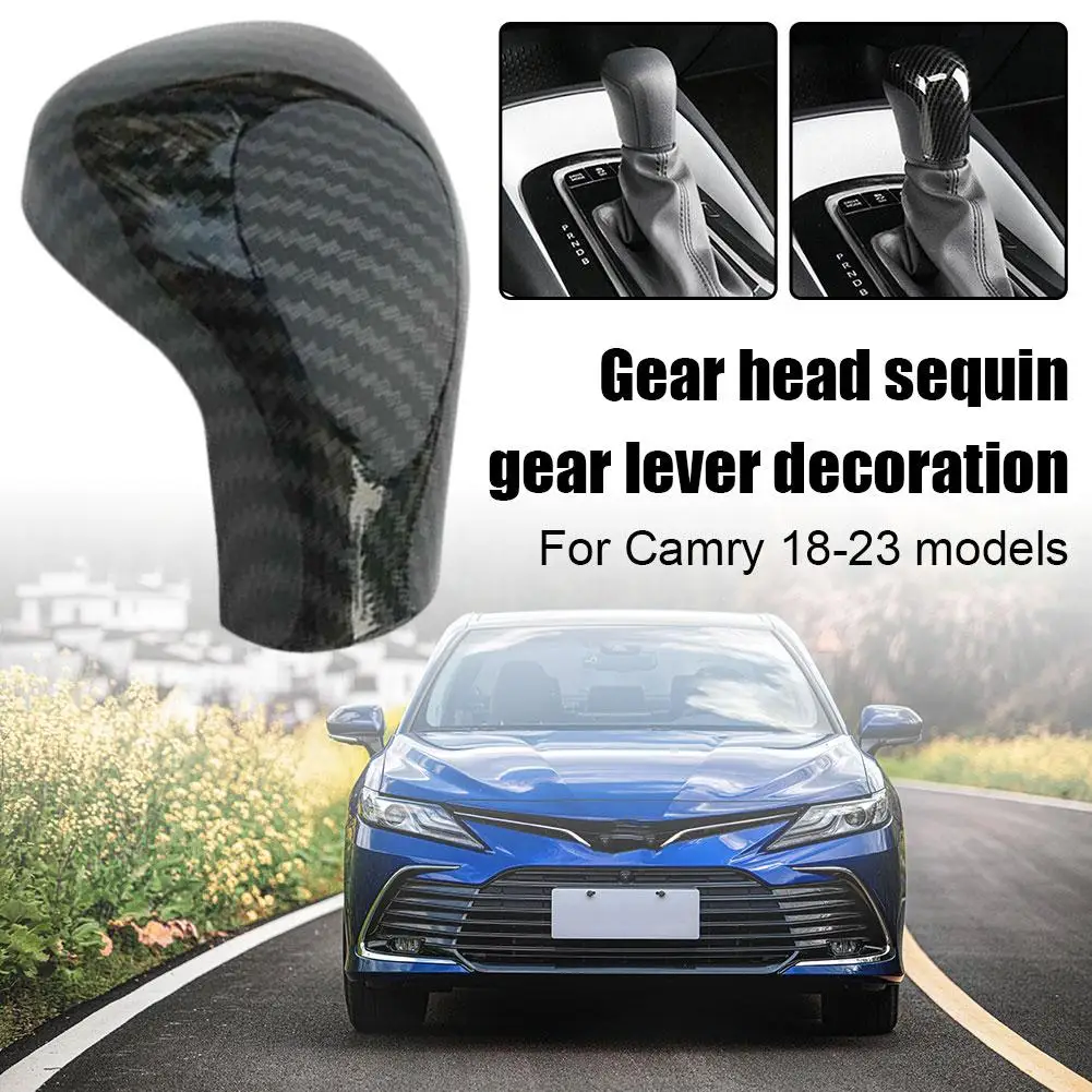 Car Interior Gear Shift Knob Cover Trim ABS Carbon Fiber Look Mouldings for Toyota Camry 2018 2019 2020 2021 U8B2