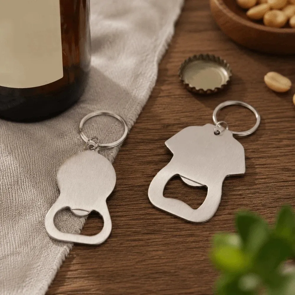 Stainless Steel Beer Bottle Opener Simple Drink Starter Bottle Opener Keychain Bag Hanging Portable Bottle Opener Daily Carry