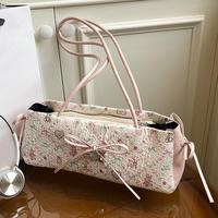 Kawaii Cute Women's Bag Sweet Style High End Underarm Cute Small Bag Print Bag Handbag Shoulder Fashion Bow Bag Single Tren B4O4