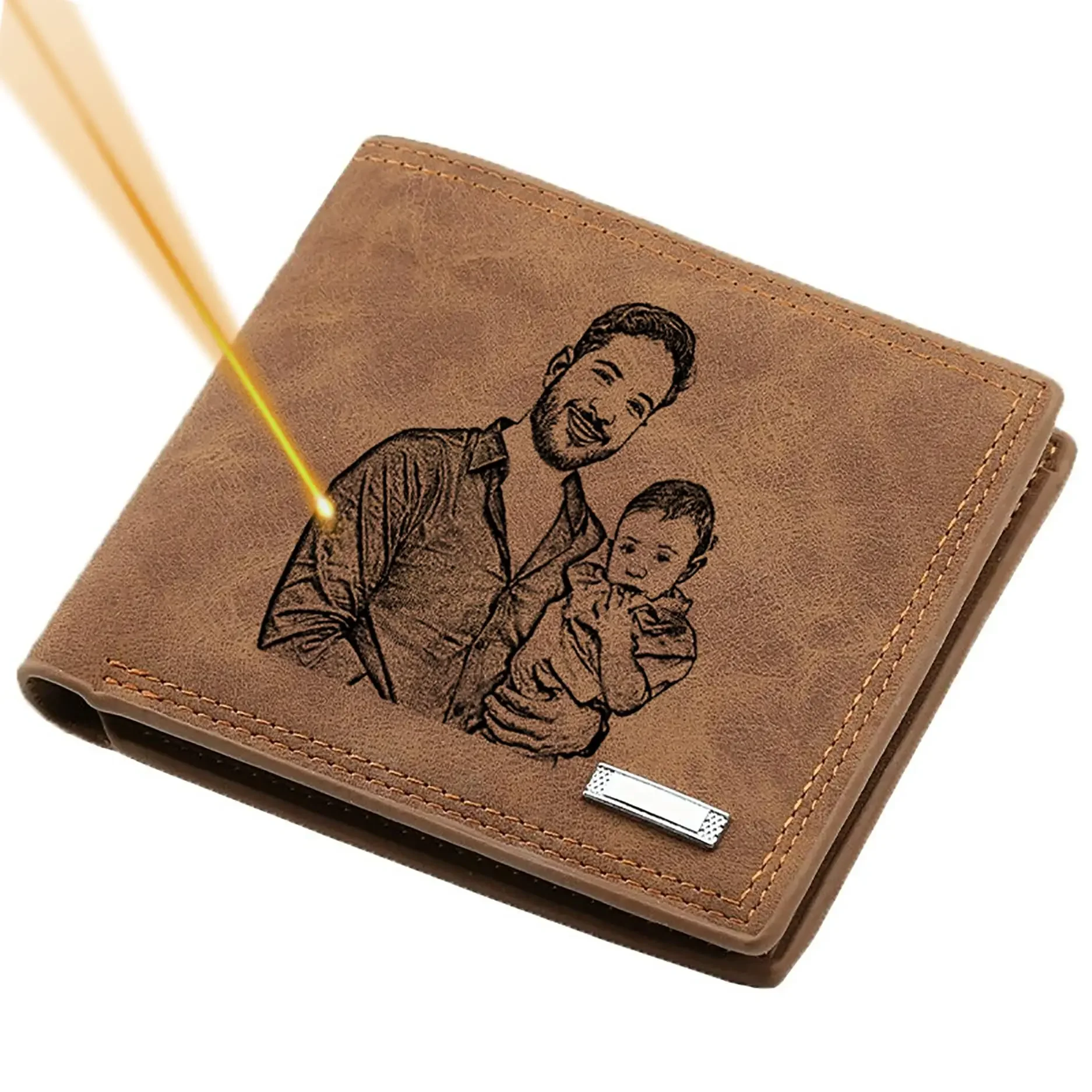 Personalized Photo Wallets for Men - Ideal Father's Day , Anniversary, Christmas Gifts for BF, Dad, Husband, Father & Son