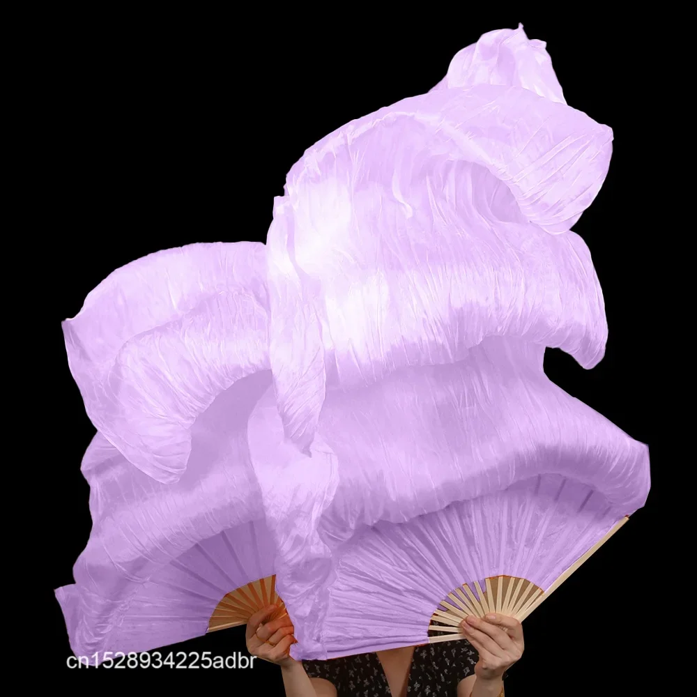 

100% Silk Props Belly Dance Long Silk Fans Hand Dyed Women Church Praise Belly Dance Competition Props Light Welight 1Pair Fans