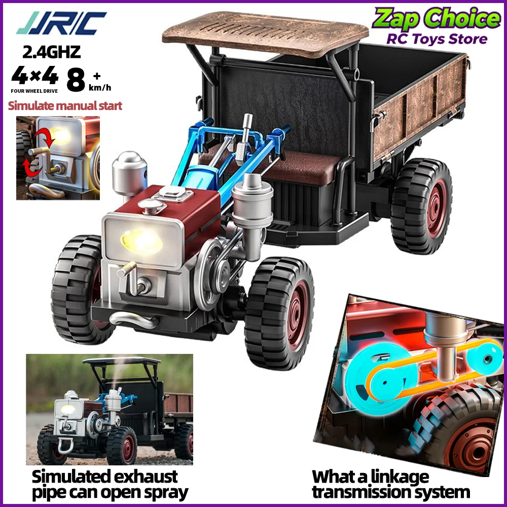 JJRC C8836 1/12 4WD Full-Proportional RC Tractor 2.4G Smoke LED Sound RTR 3.7V 500mAh Retro Farm Vehicle Toy Gift for Adult