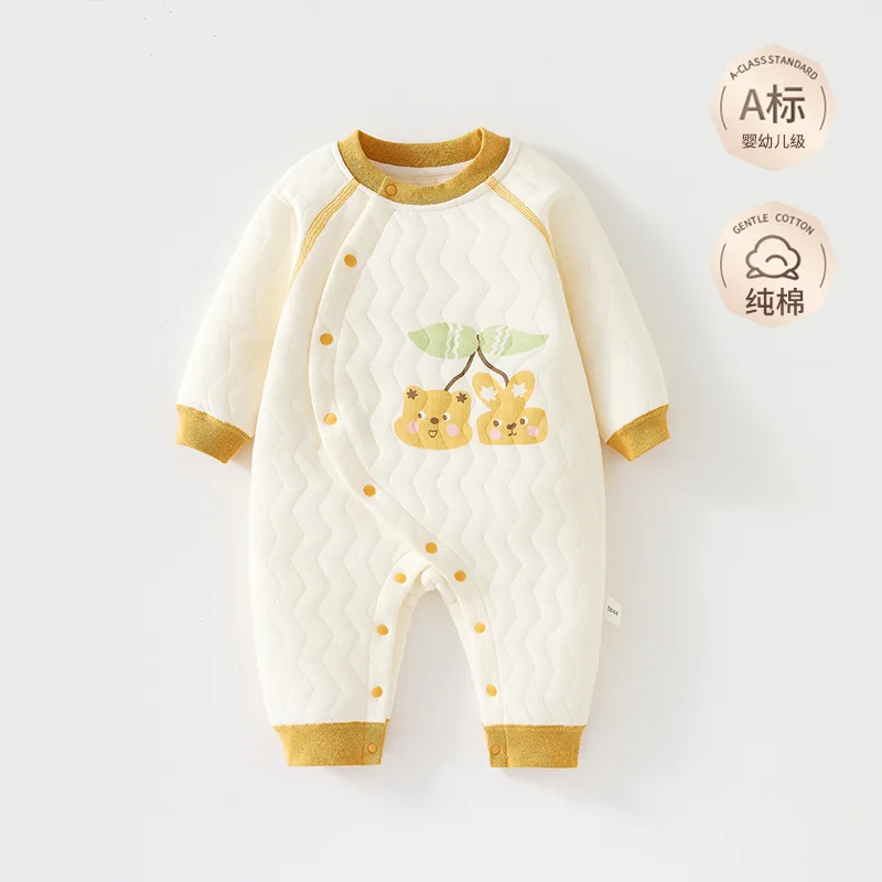 

Baby onesie pure cotton autumn and winter thickened warm padded cotton Romper climbing clothes pajamas newborn clothes base wear