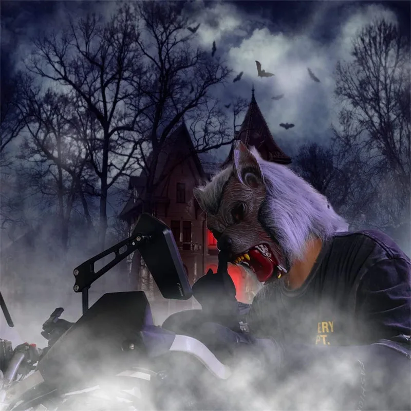Werwolf-Maske für Herren Halloween-Kostüm Ganzkopf-Latex-Wolfsmaske – Detail 2