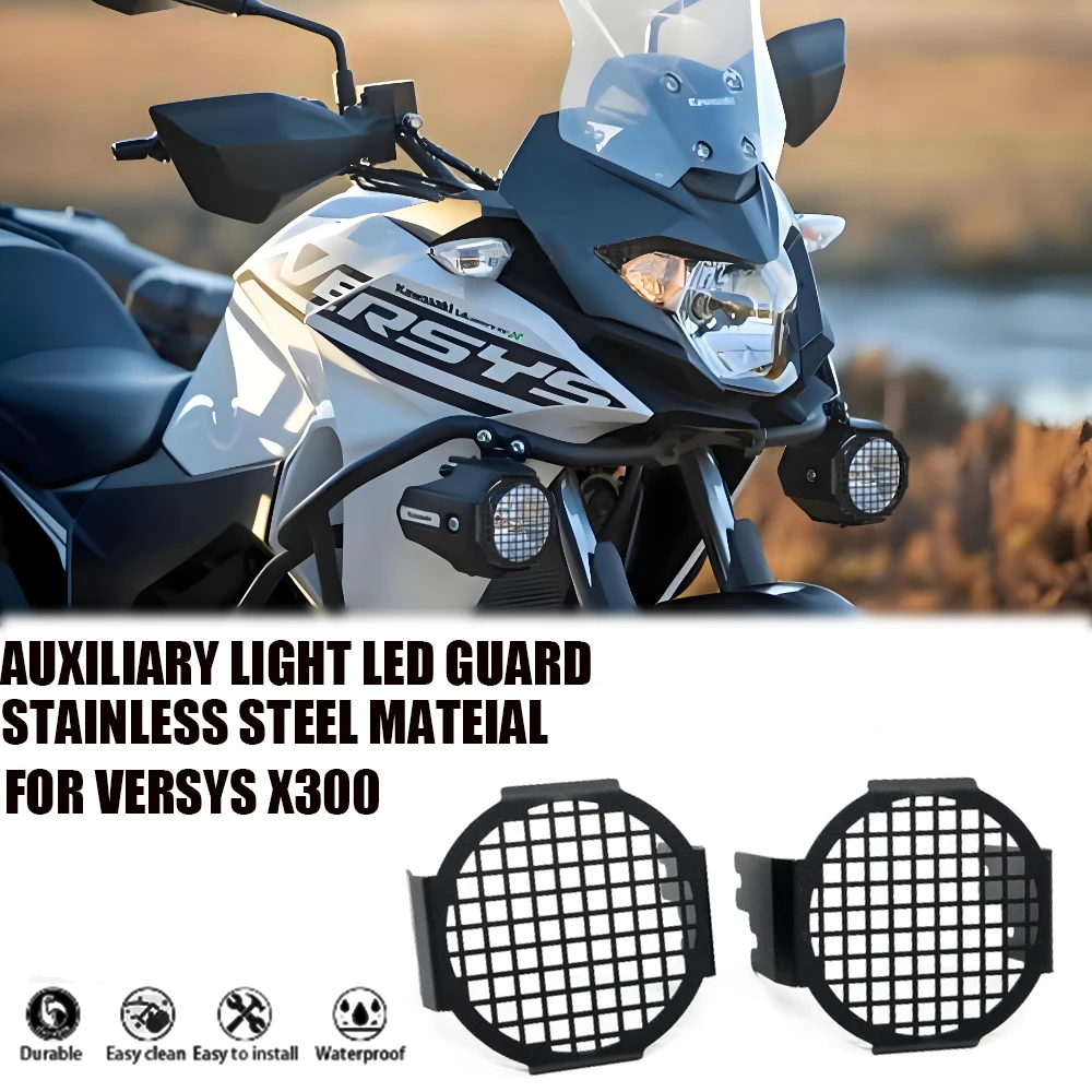 

FOR KAWASAKI VERSYS X300 Motorcycle Stainless Steel Spotlight Auxiliary Light Led Guard Protective Cover