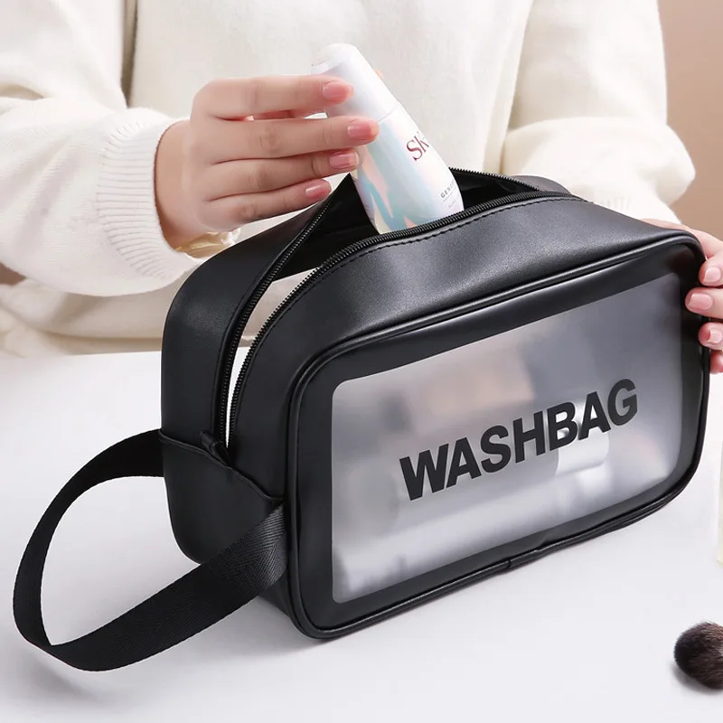Bolsa de Cosméticos Impermeable Transparente de PVC de una Sola Capa HOMEFISH, Bolsa de Maquillaje de Viaje Portátil de Gran Capacidad a Prueba de Polvo