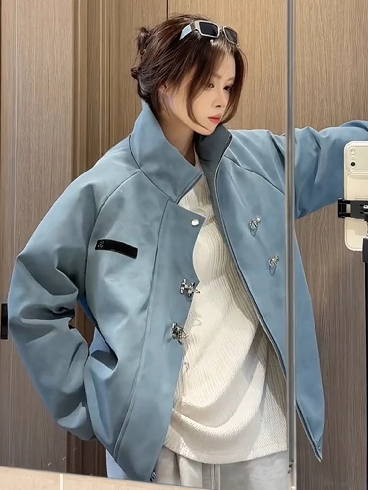 جديد الصينية Sle ماتي الأزرق مصبوغ بولي Leather الجلود Thiened القطن الرجال الشتاء خمر Sle Jaet ملابس خارجية دافئة الشباب Faion #4