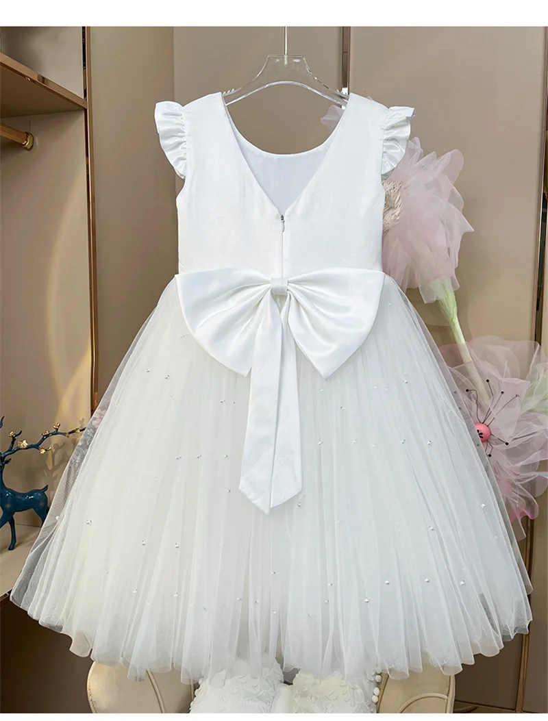 Princesa tul una línea vestidos de niña de flores vestidos de primera comunión cumpleaños regalo de Navidad boda fiesta desfile de pasarela