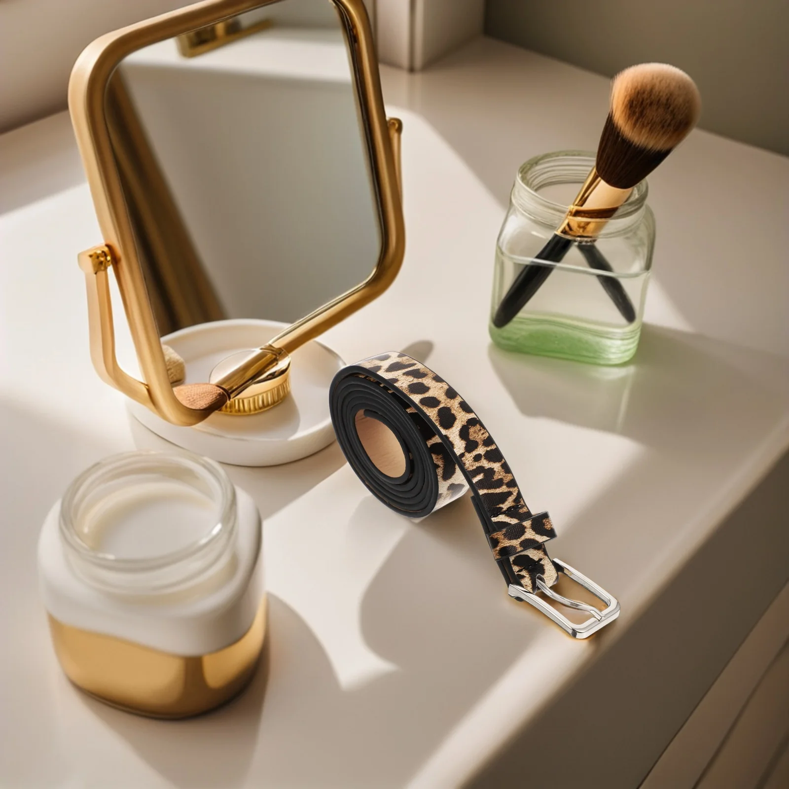 

Leopard PU Belt Light Brown Womens Waist Belt Fashion Decoration Belts for Women Jeans Pants