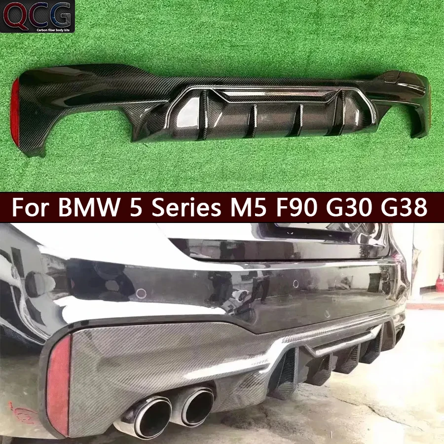 For BMW 5 Series M5 F90 G30 G38 540i 530 2017+ Carbon Fiber Back lip Car Rear Bumper Diffuser Rear Splitters Spoiler Body Kits