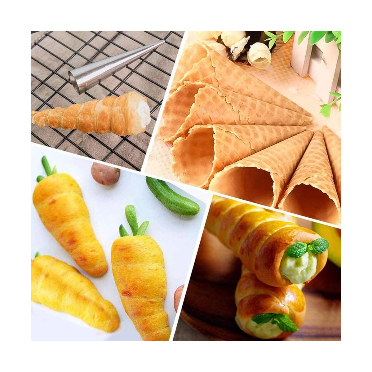 Cannoli Baking Mould Set, Cream Horn Mould Set Cream Stainless Steel Cannoli Tube Moulds Cone Baking Mould