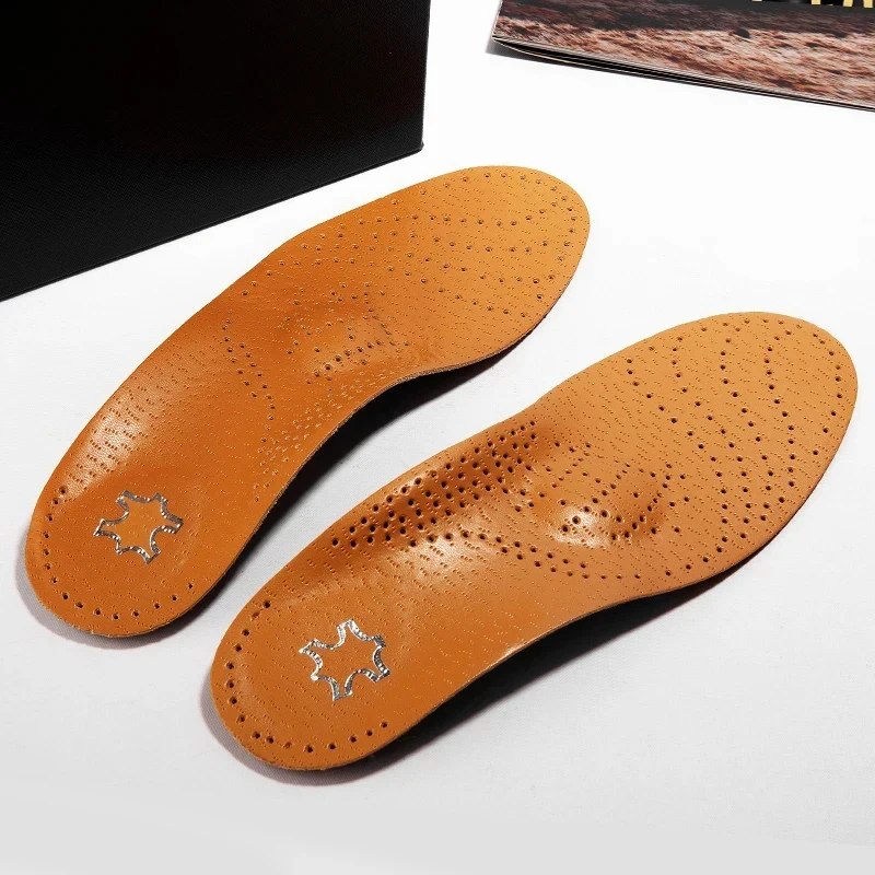 2Pairs Unisex Leather Orthopedic Insole Orthotic Arch Support Flat Foot Shoe Pad PU Latex Antibacterial Active Carbon Foot Care - view 2