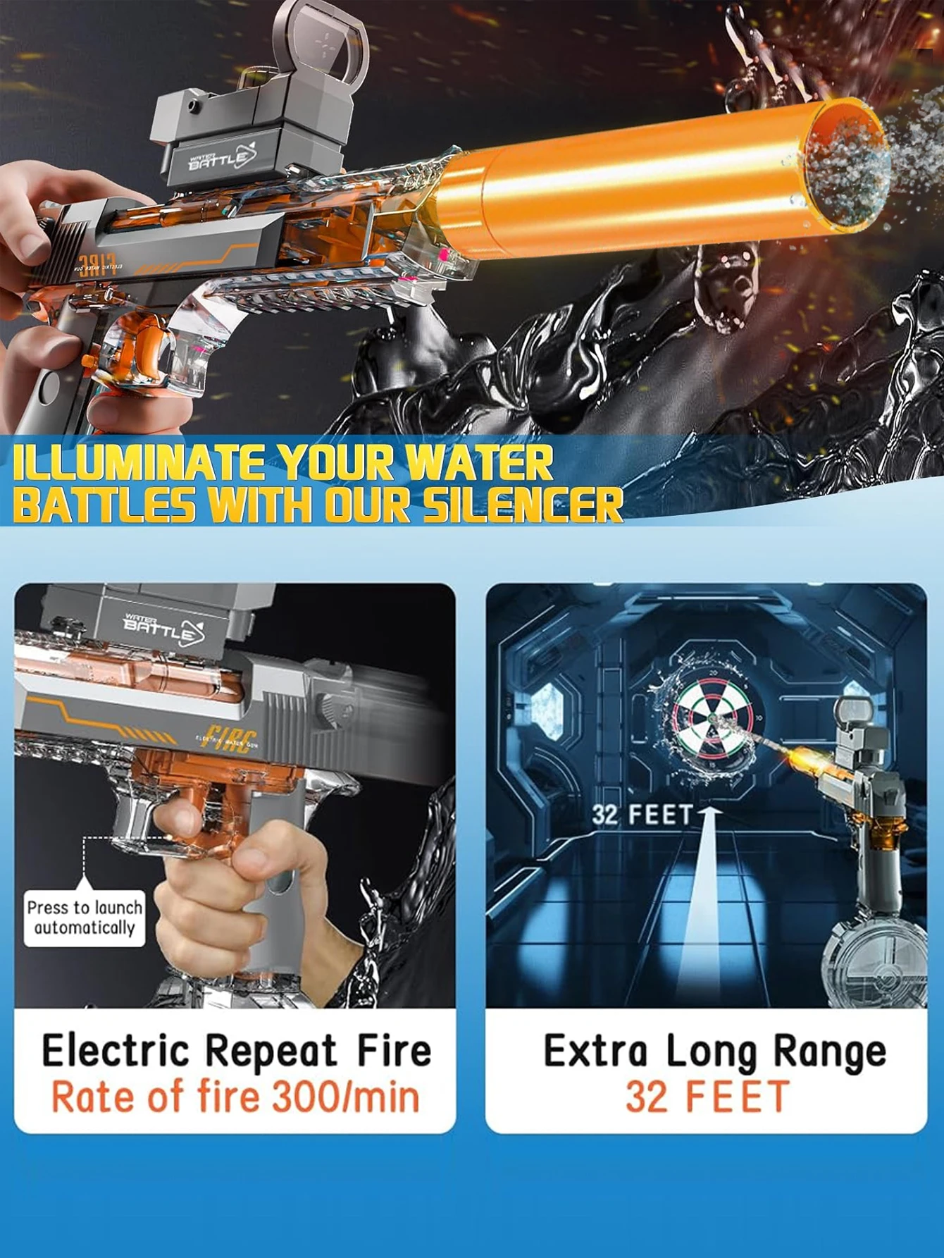 الأطفال ارتفاع ضغط الكهربائية مدفع المياه لعب الصيف في الهواء الطلق شاطئ بركة حديقة القتال ألعاب أطفال التلقائي انفجار المياه الهدايا #3