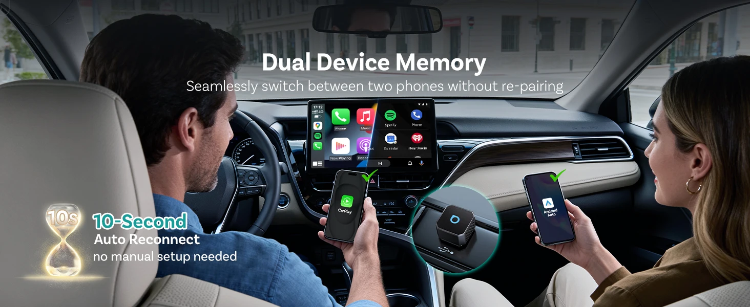 OTTOCAST Mini Pro Kabelloser CarPlay & Android Auto Adapter 2-in-1 5GHz WiFi Dongle Plug & Play Automatische Wiederverbindung für Benz VW Toyota – Detail 6