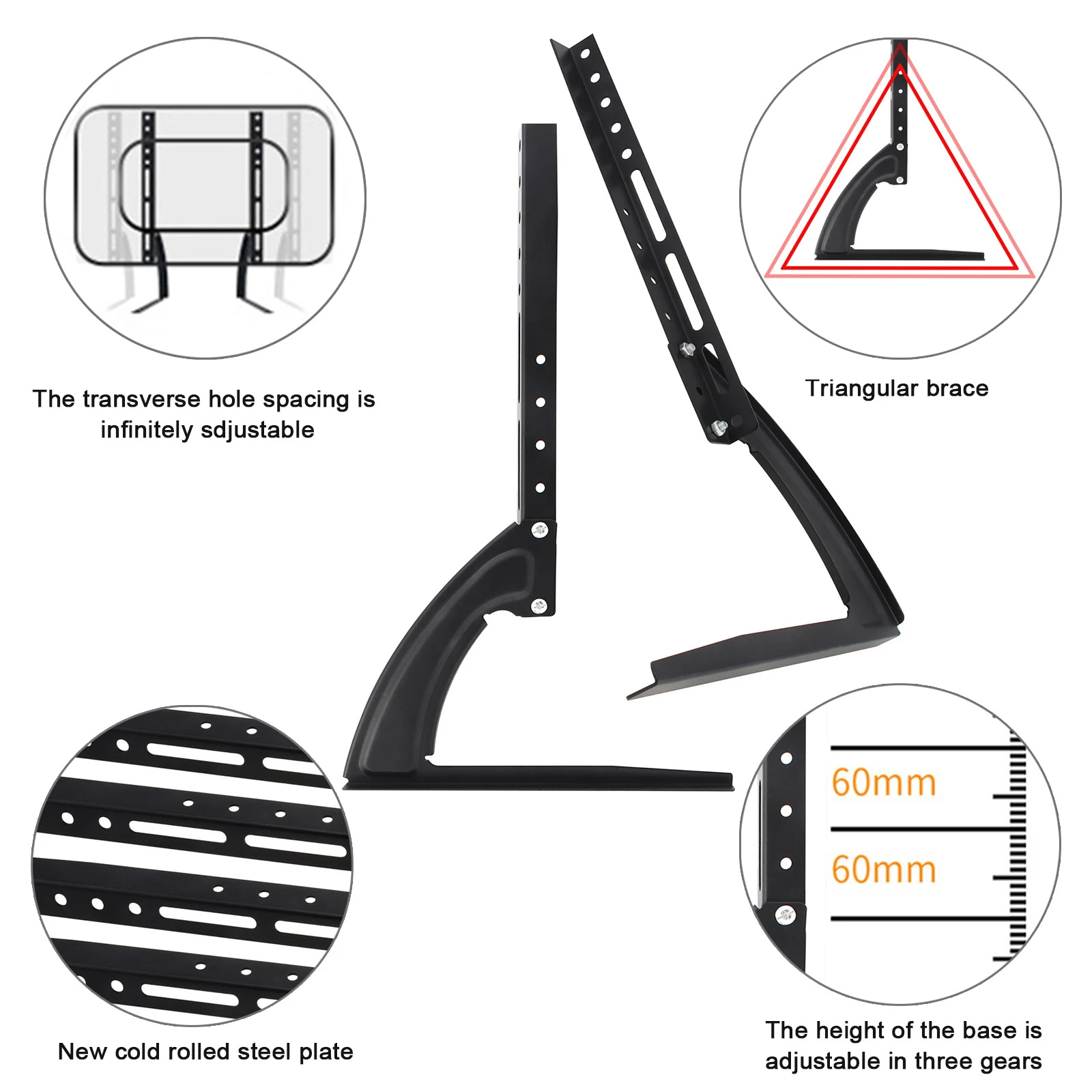 26-43 Universal 25KG TV Stand Base Bracket for Plasma LCD Flat Screen Height Adjustable Monitor Mount Bracket Anti-Skid Base