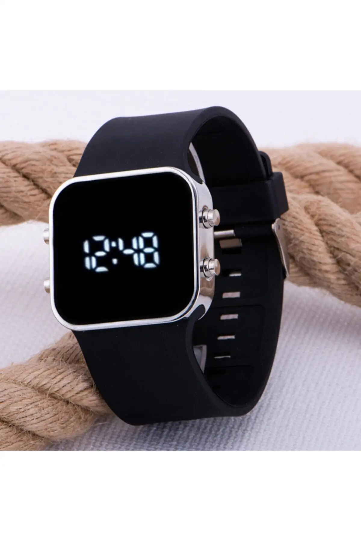 

Serial Digital Silver Case Color Led Wristband Silicone Wristwatches Clock St-303539