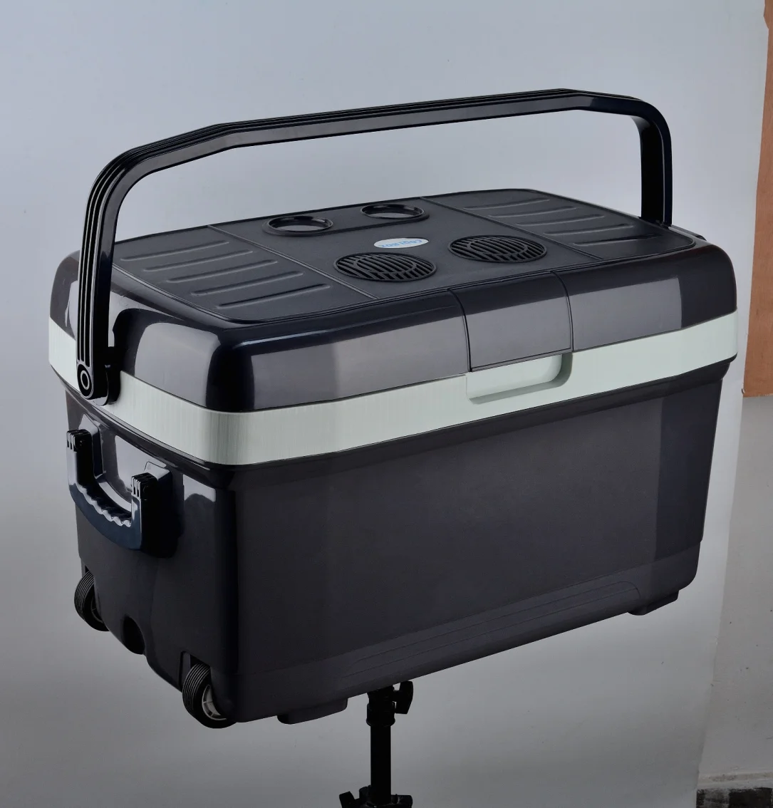 Refrigerador y calentador de 45L de bajo consumo, refrigerador congelador para camper de 12v con ruedas y manija