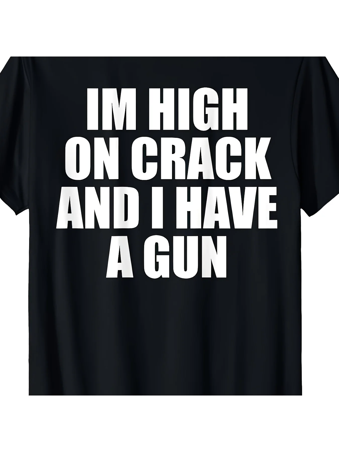 Teenager'S Round Neck Creative Printed Tshirt Featuring a Design about Being High on Crack And Ng a Gun This Casual Crew Neck Short Sleeve Shirt Is Made from Comfortable Fabric for Teenagerretro Casual Short-Sleeved T-Shirt with a Round Neck And Pri