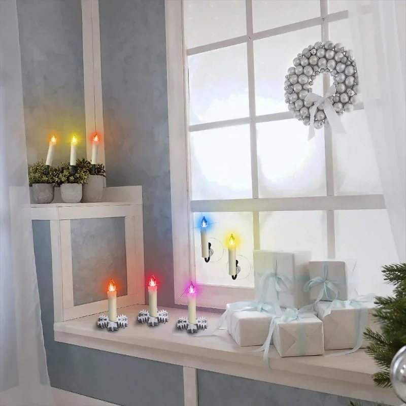 LED Candle Timer Remote Warm White And Color Flickering Flame Wedding Home Decoration Christmas Tree Candle New Year Party