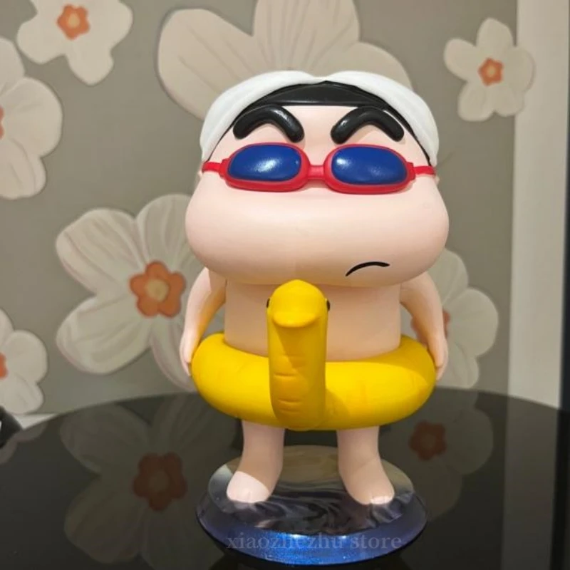 Crayon Shin-chan Animation Figures Q Version Swimming Ring Xiao Xin Mdoel Doll With Hand Accessories Can Change Arms Kids Gift