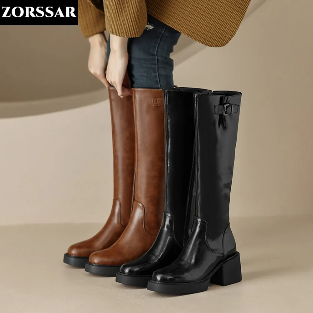 

Women Riding Boots Knee High Chunky Heels Autumn Winter Fashion Catwalk NightClub Dance Party Pretty Lady Thigh High Long Boots