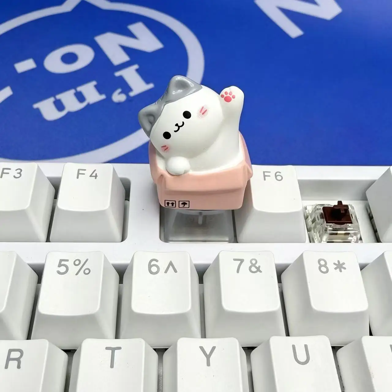 DIY Cute cardboard box kitten resin translucent R4 personalized three-dimensional translucent mechanical keyboard cross axis ESC